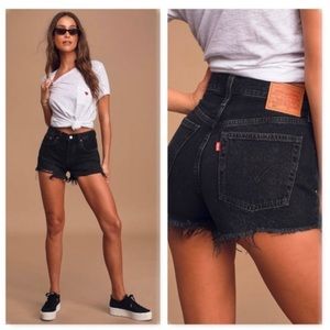 Levi's 501 Button Fly Black Cut Off Shorts Size 27